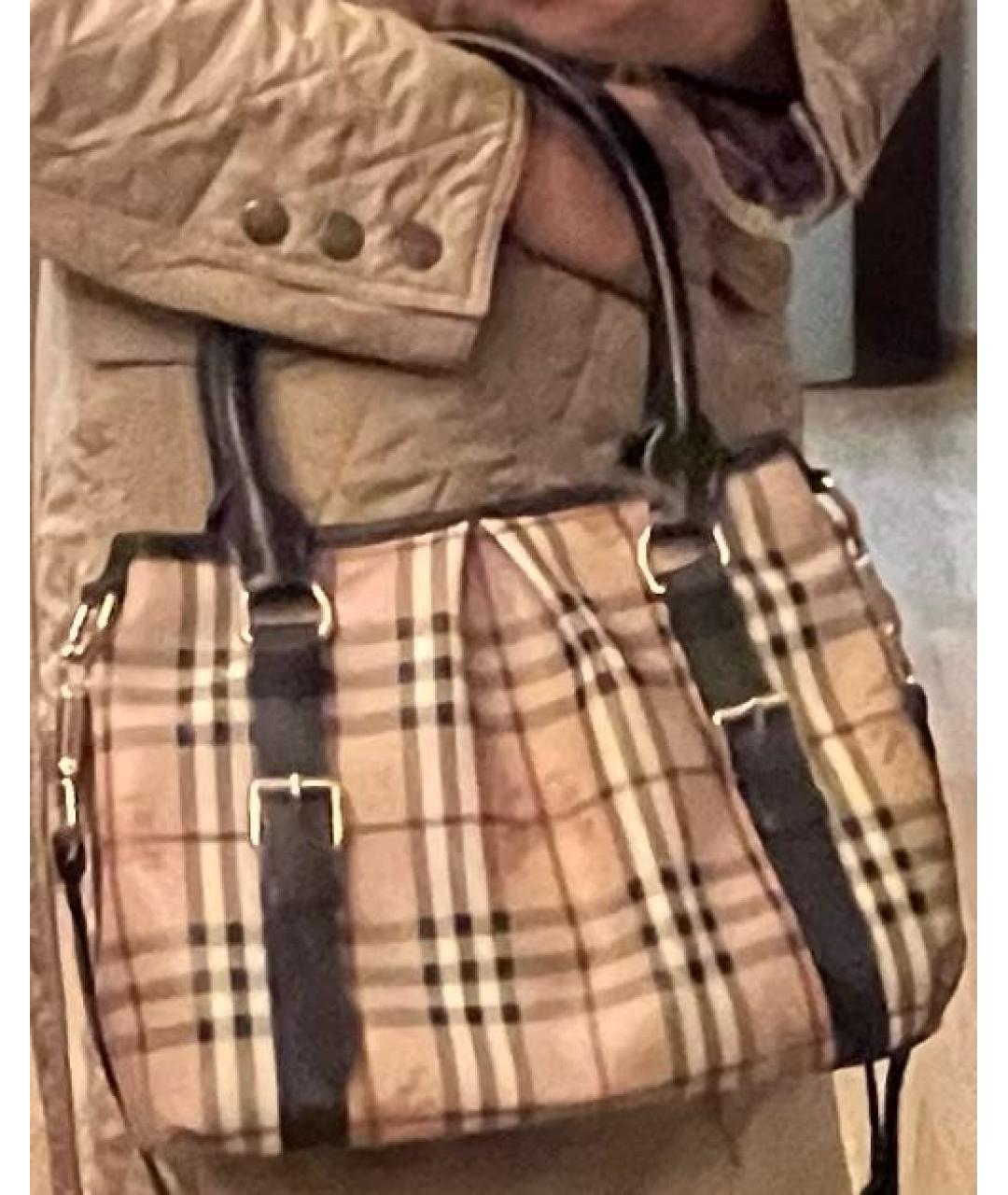 BURBERRY Бежевая сумка с короткими ручками из искусственной кожи, фото 7