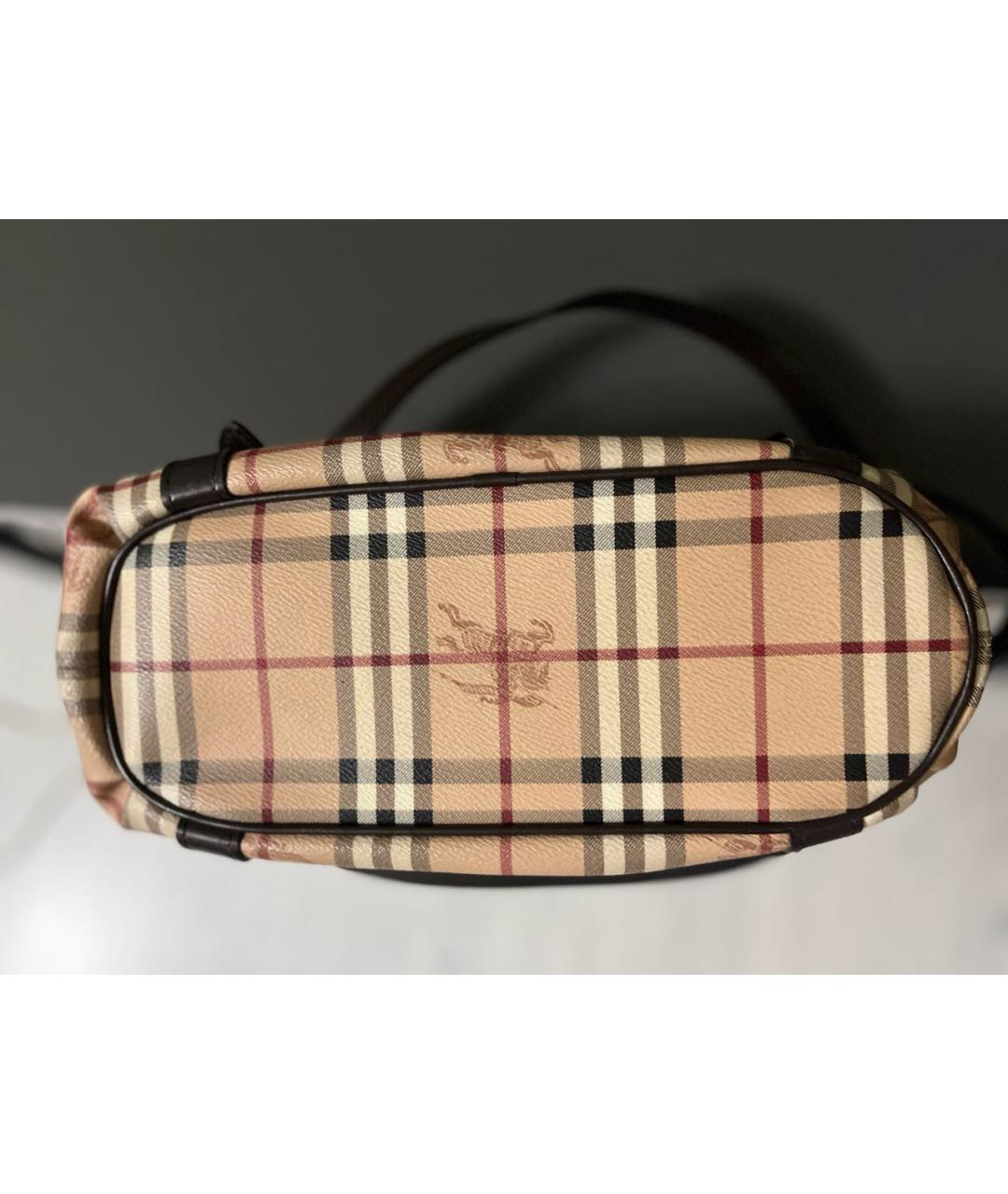 BURBERRY Бежевая сумка с короткими ручками из искусственной кожи, фото 5