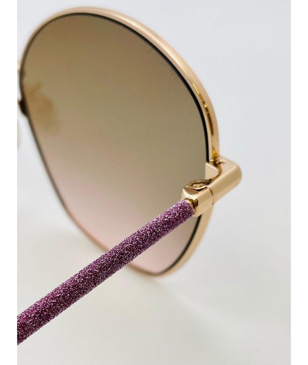 JIMMY CHOO Коричневые металлические солнцезащитные очки, фото 4