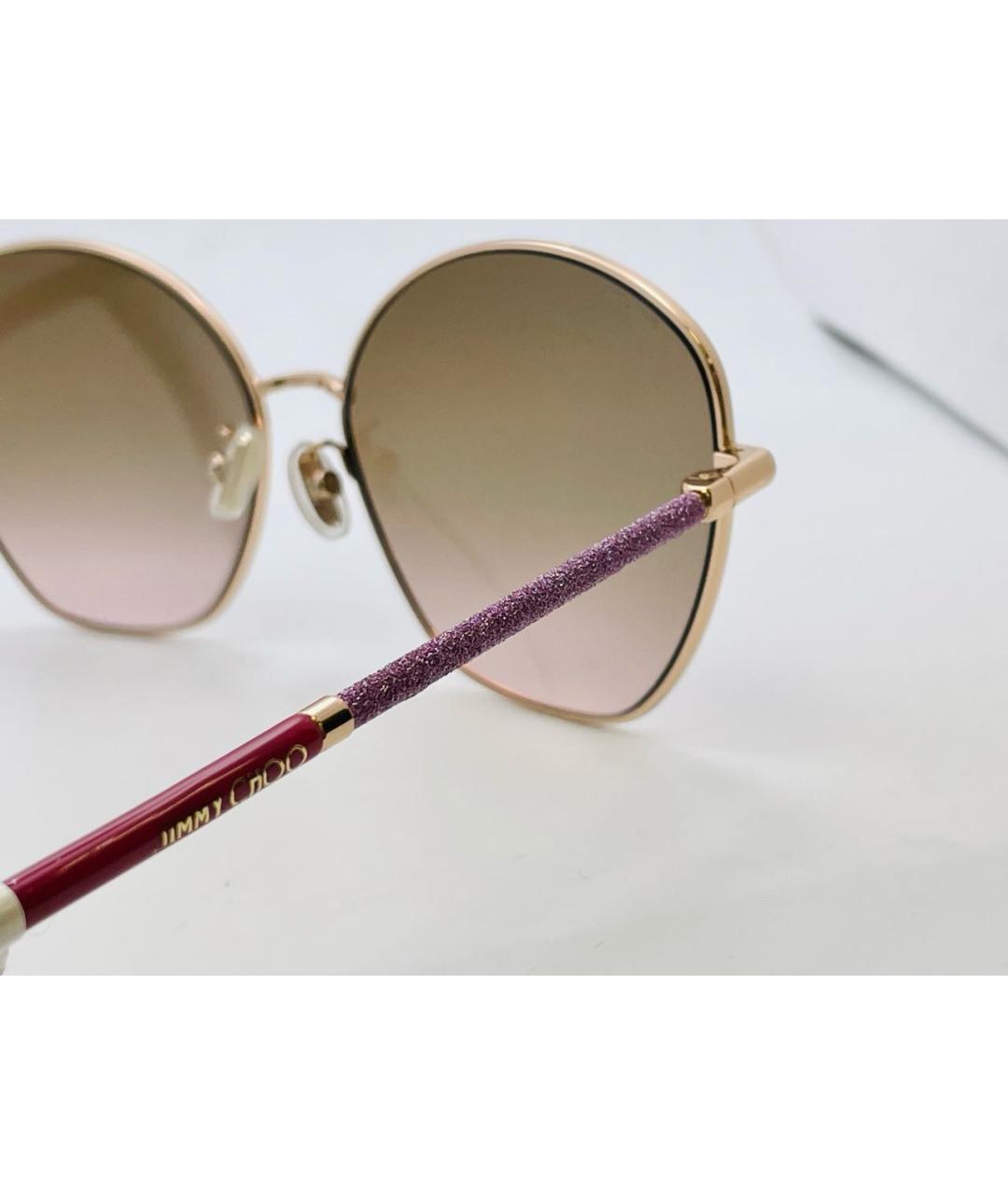 JIMMY CHOO Коричневые металлические солнцезащитные очки, фото 5