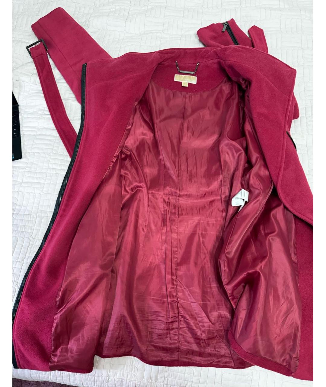 MICHAEL KORS Бордовое шерстяное пальто, фото 5
