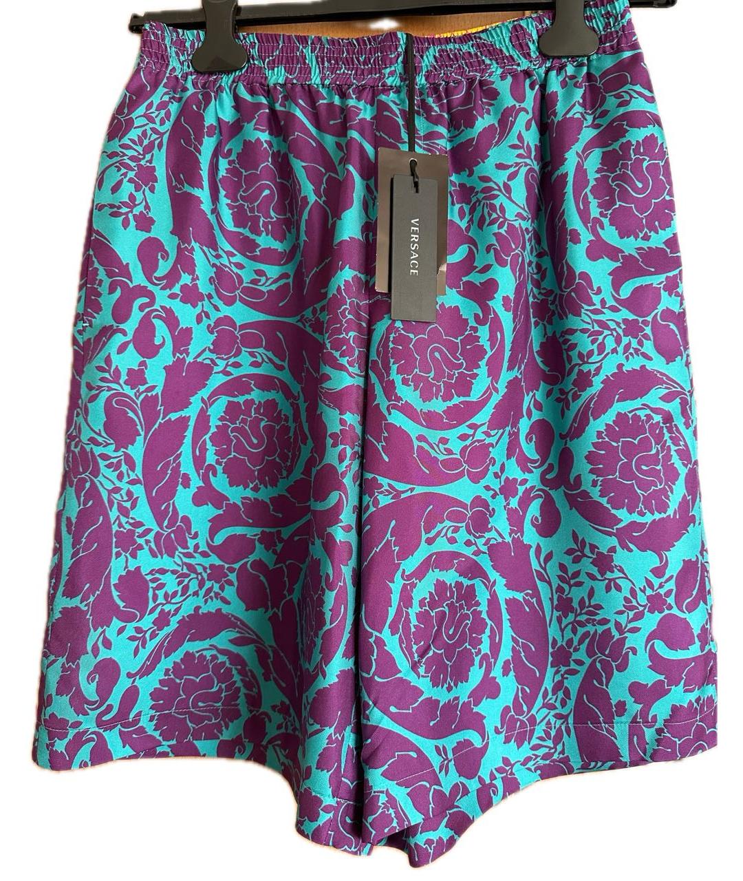 VERSACE Фиолетовые шелковые шорты, фото 7