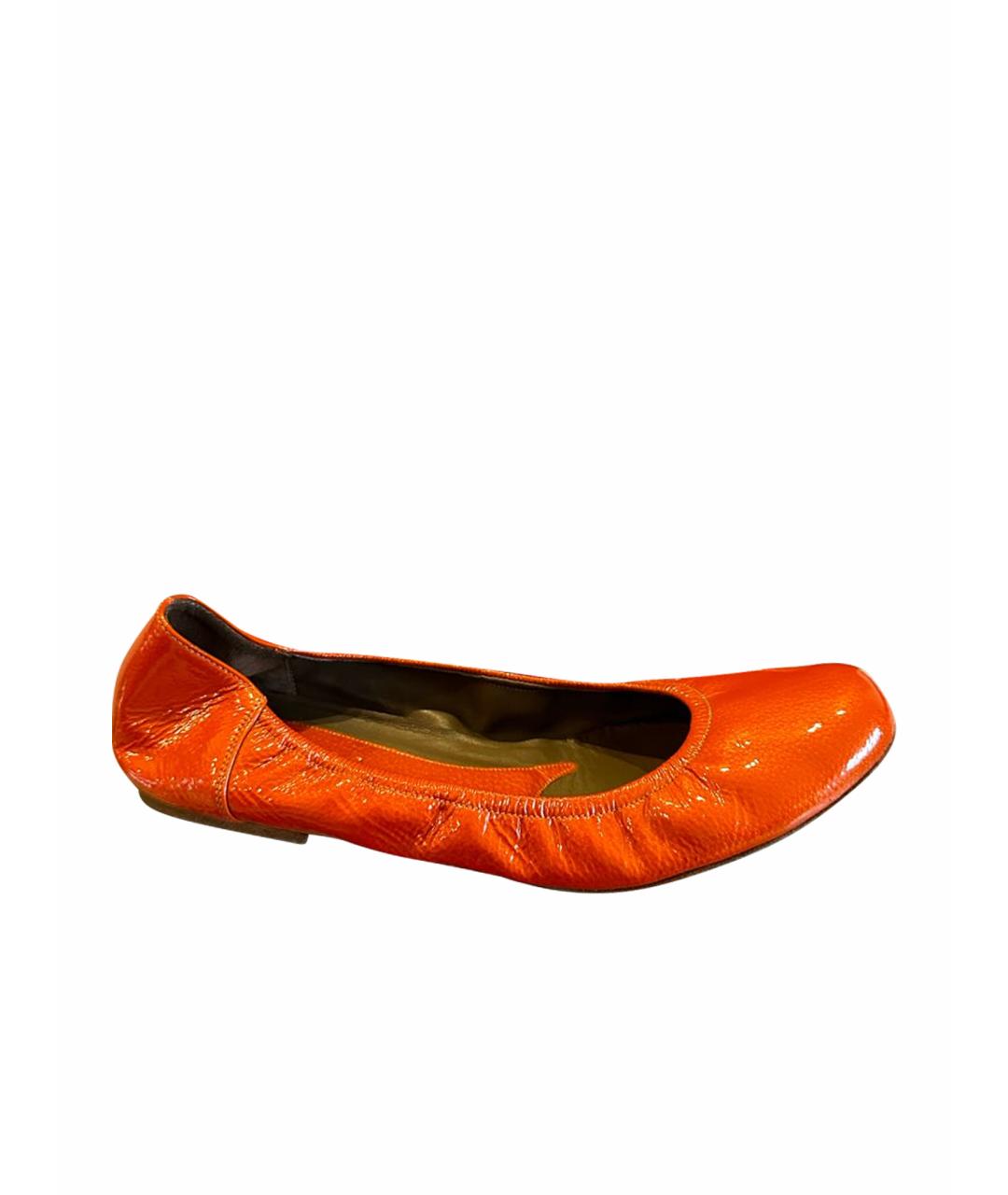 MARNI Оранжевое балетки из лакированной кожи, фото 1