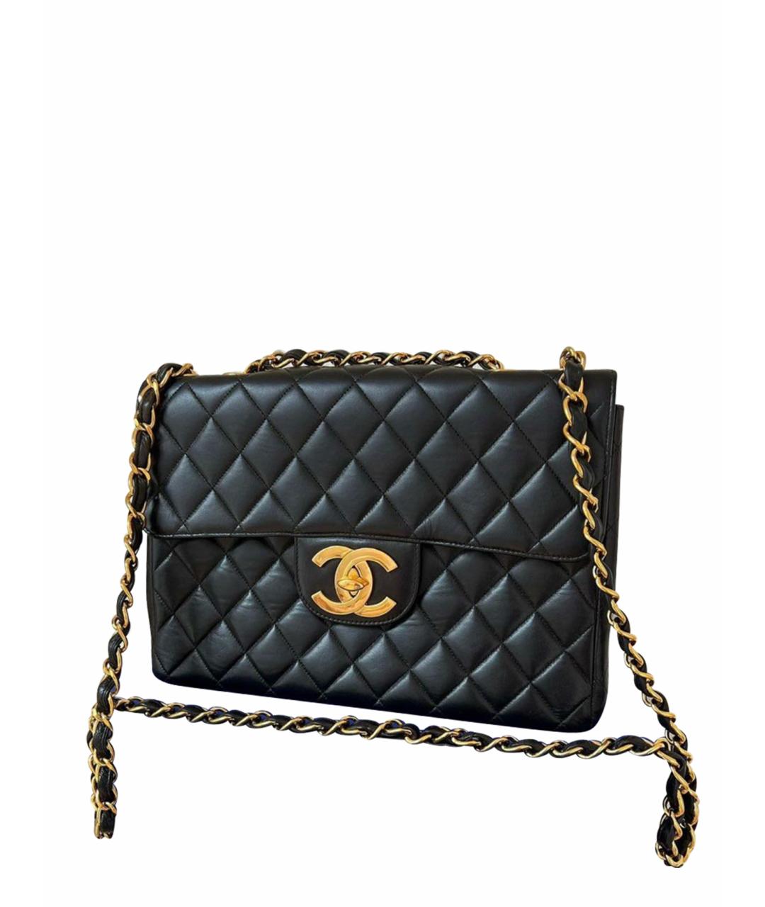 CHANEL PRE-OWNED Черная кожаная сумка через плечо, фото 1