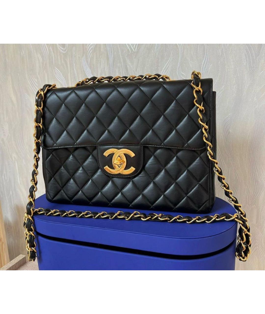 CHANEL PRE-OWNED Черная кожаная сумка через плечо, фото 9