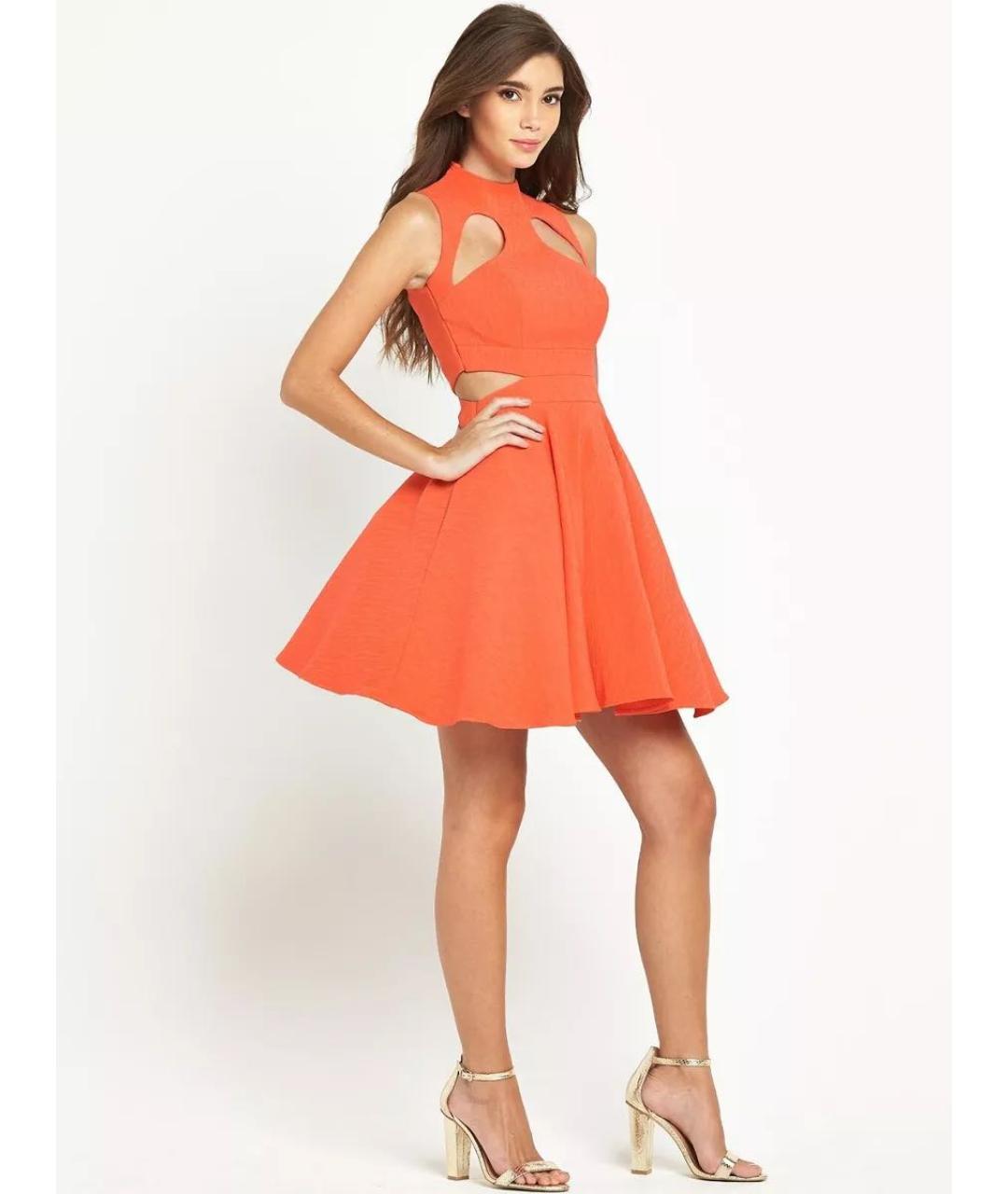 FOREVER UNIQUE Оранжевое полиэстеровое коктейльное платье, фото 6