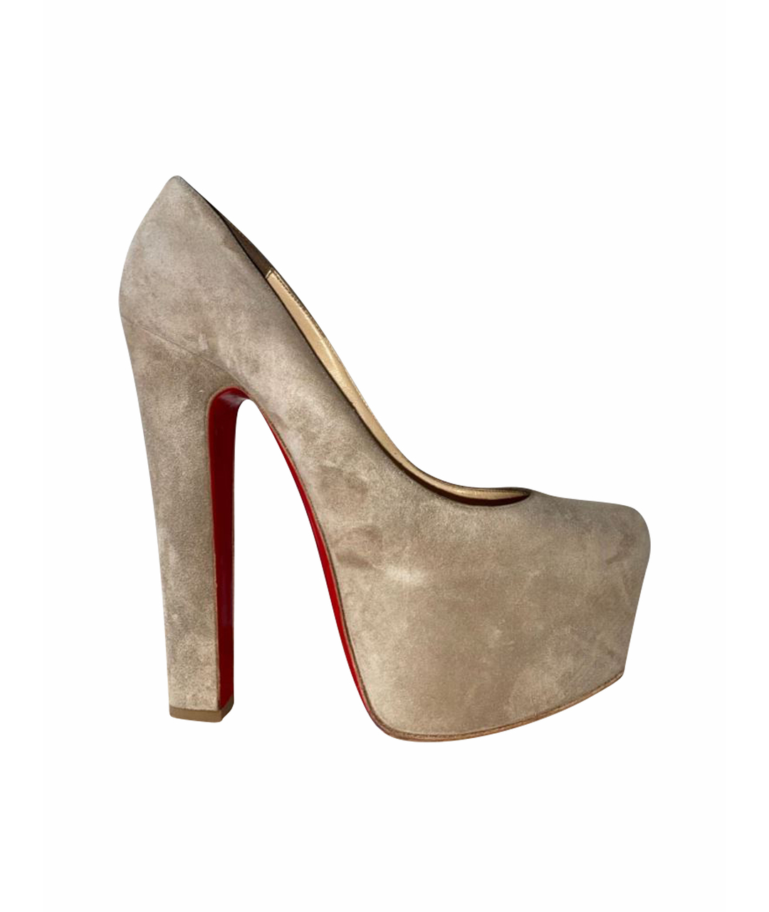 CHRISTIAN LOUBOUTIN Бежевые замшевые туфли, фото 1