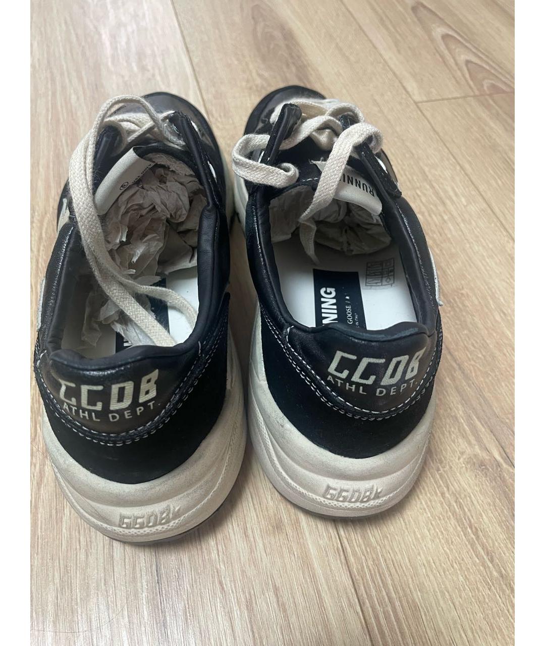 GOLDEN GOOSE DELUXE BRAND Черные кожаные низкие кроссовки / кеды, фото 4