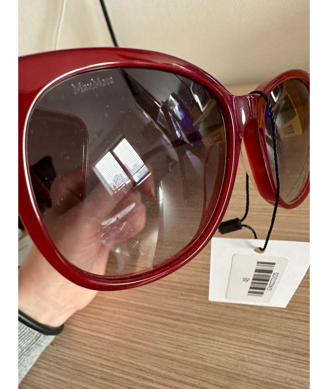 MAX MARA Красные пластиковые солнцезащитные очки, фото 4