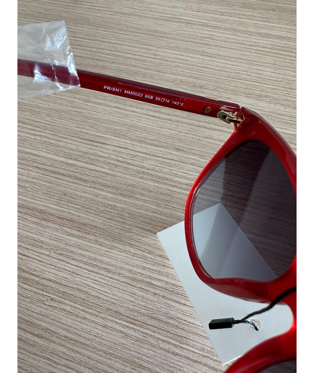 MAX MARA Красные пластиковые солнцезащитные очки, фото 3