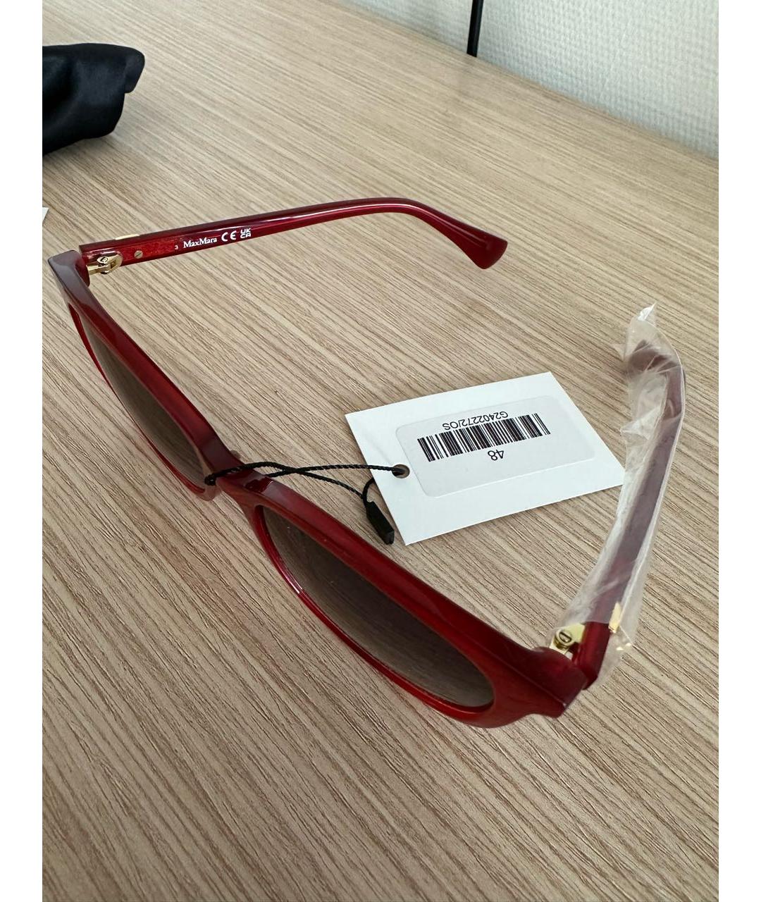 MAX MARA Красные пластиковые солнцезащитные очки, фото 2