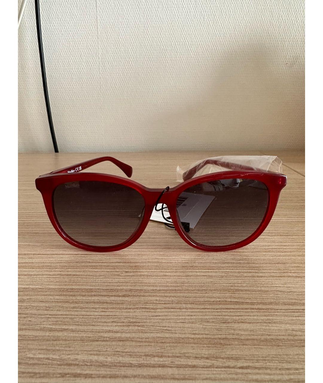 MAX MARA Красные пластиковые солнцезащитные очки, фото 6