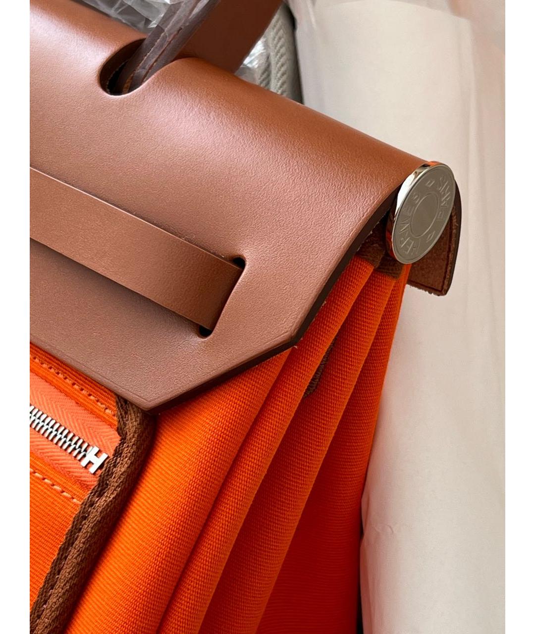 HERMES PRE-OWNED Оранжевая сумка с короткими ручками, фото 8