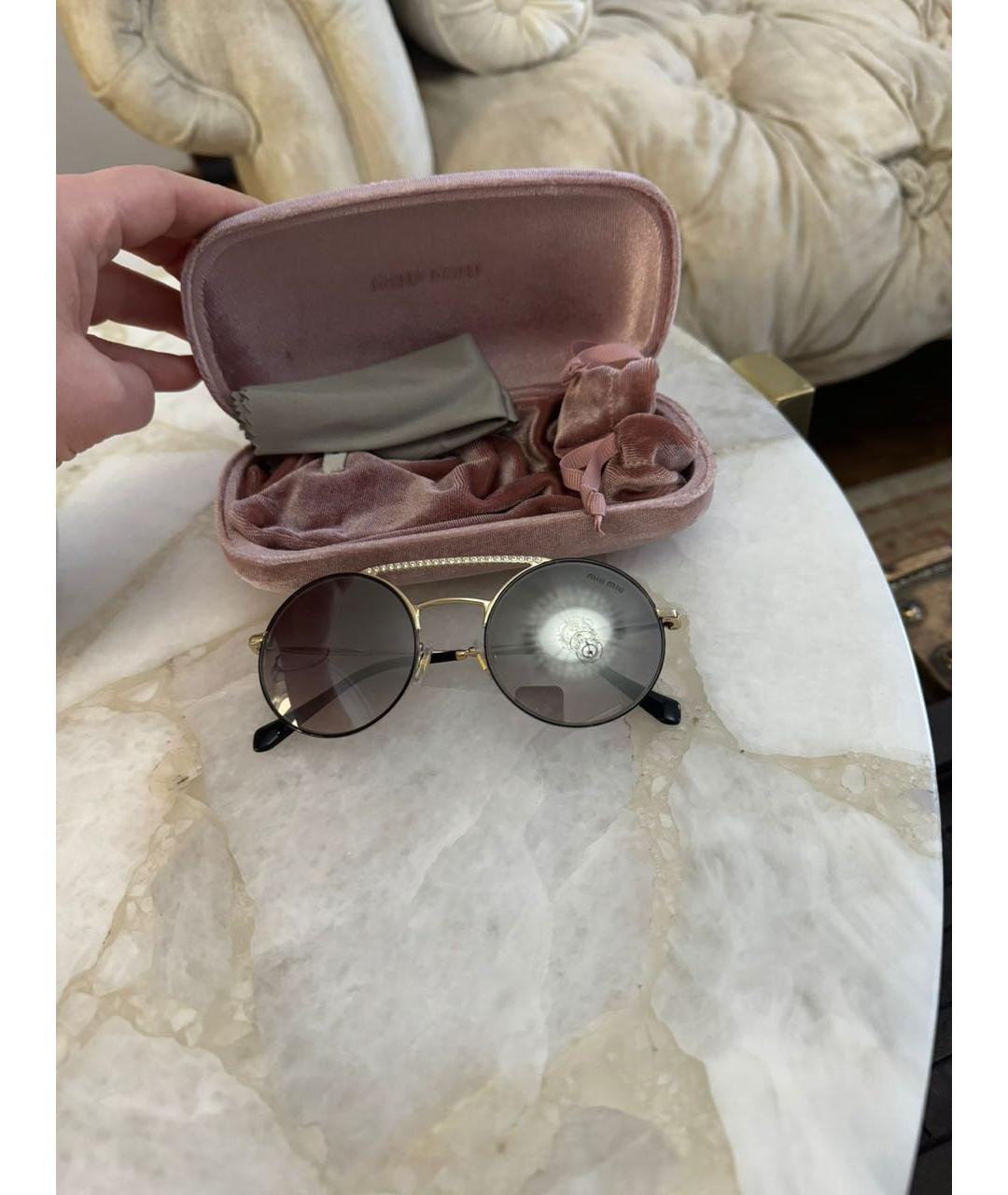 MIU MIU Черные металлические солнцезащитные очки, фото 3