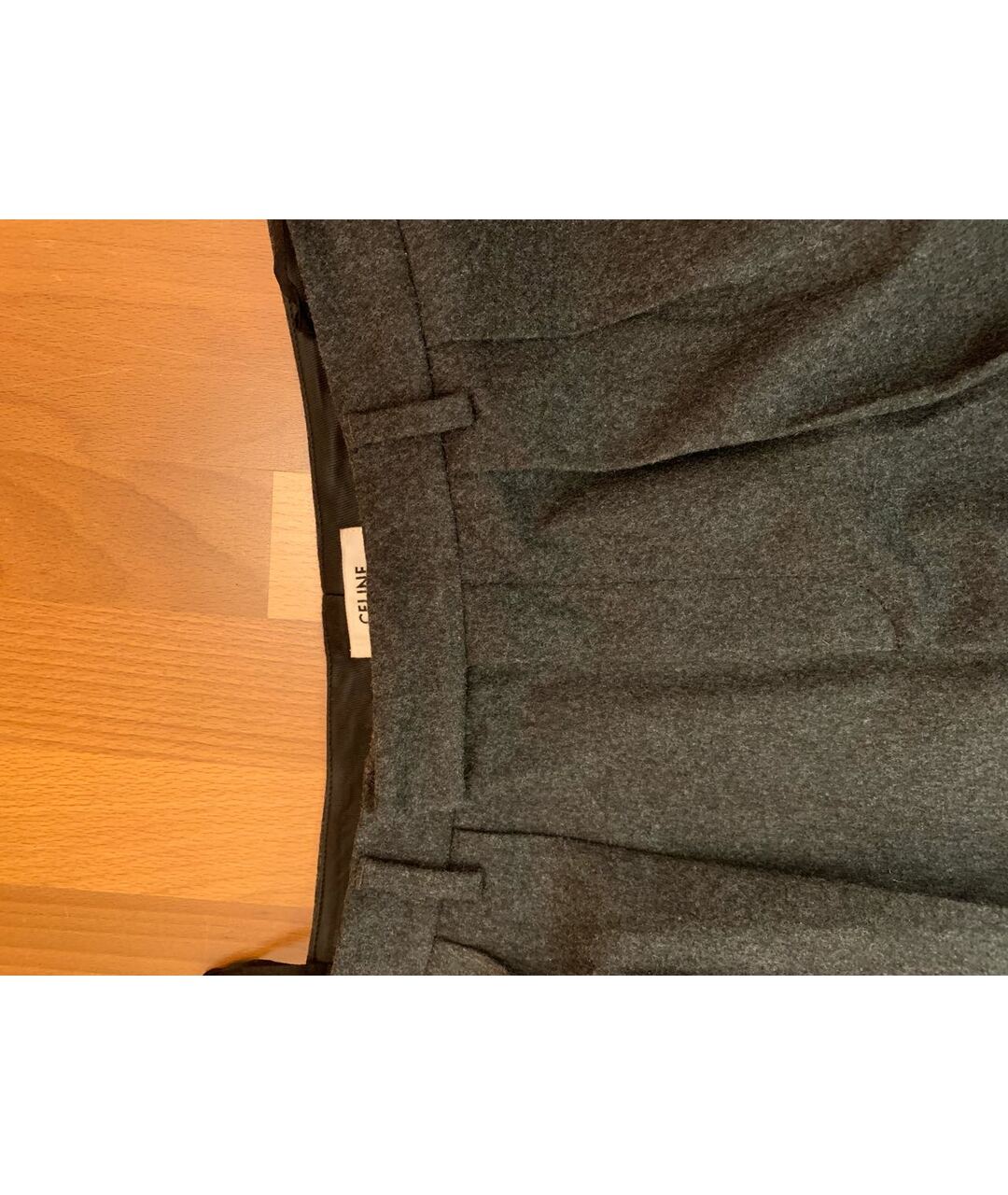 CELINE PRE-OWNED Серые шерстяные брюки узкие, фото 4