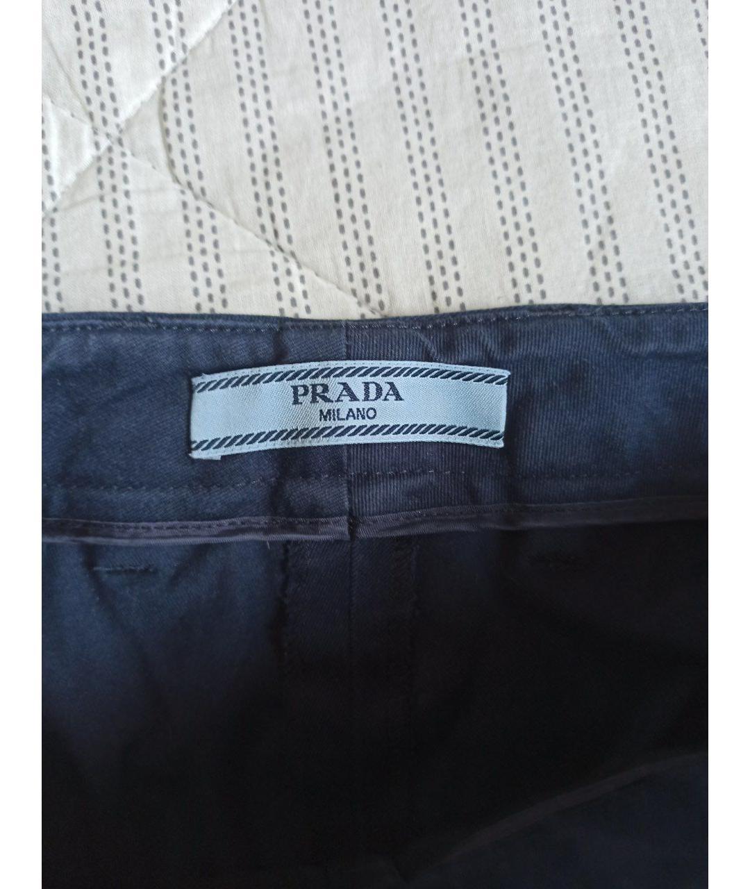 PRADA Темно-синие хлопковые брюки узкие, фото 3