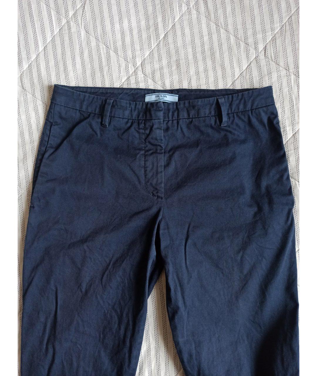 PRADA Темно-синие хлопковые брюки узкие, фото 2