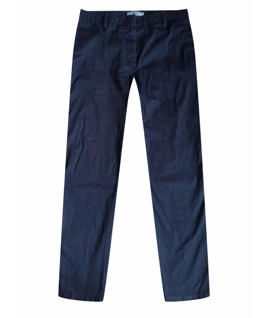 PRADA Темно-синие хлопковые брюки узкие, фото 1