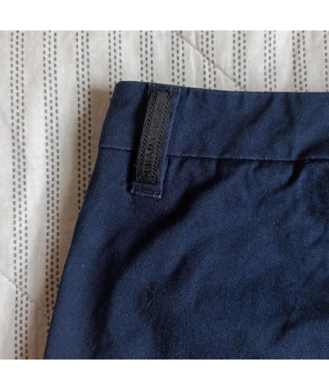 PRADA Темно-синие хлопковые брюки узкие, фото 8