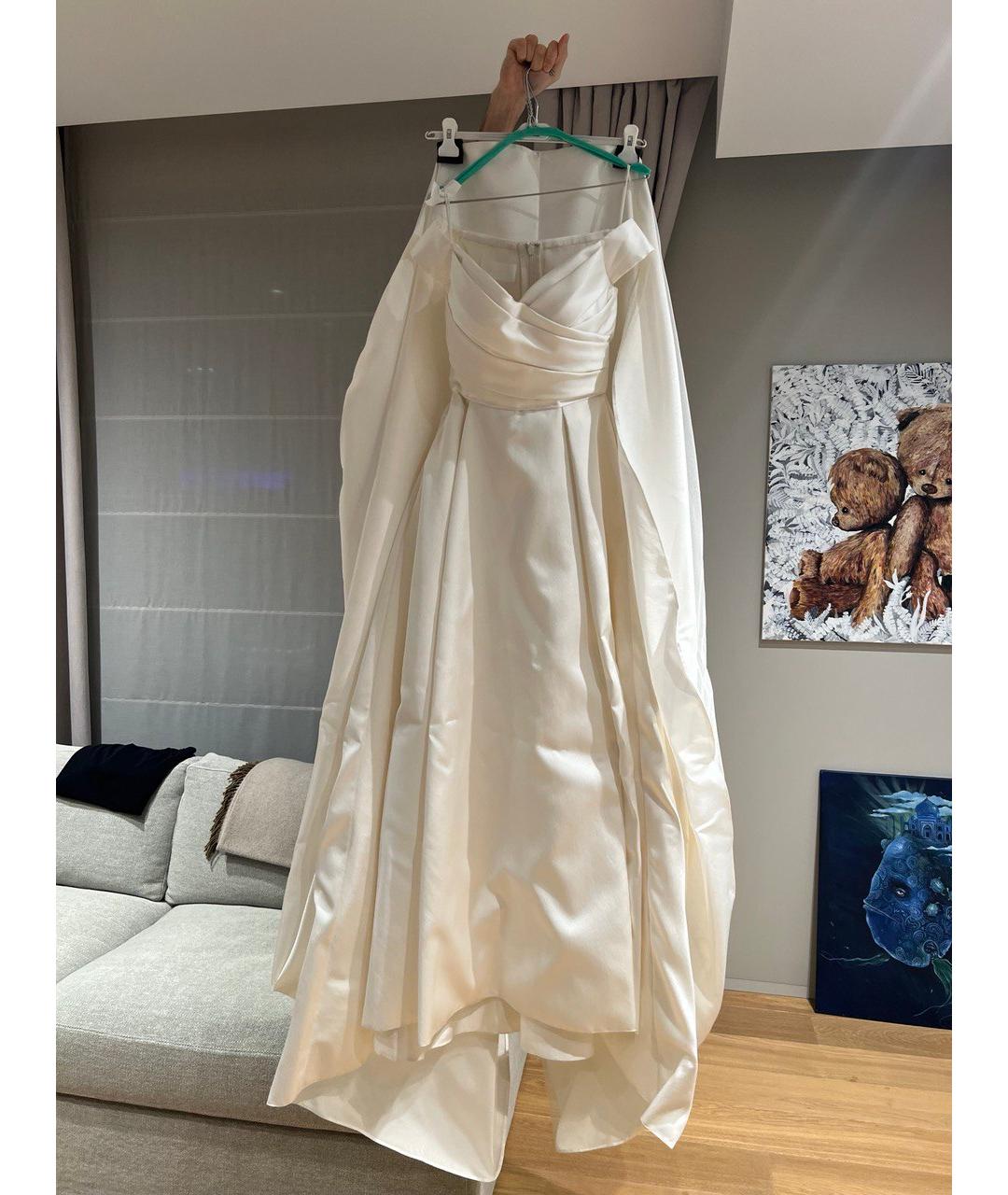 ELIE SAAB Белое атласное свадебное платье, фото 8