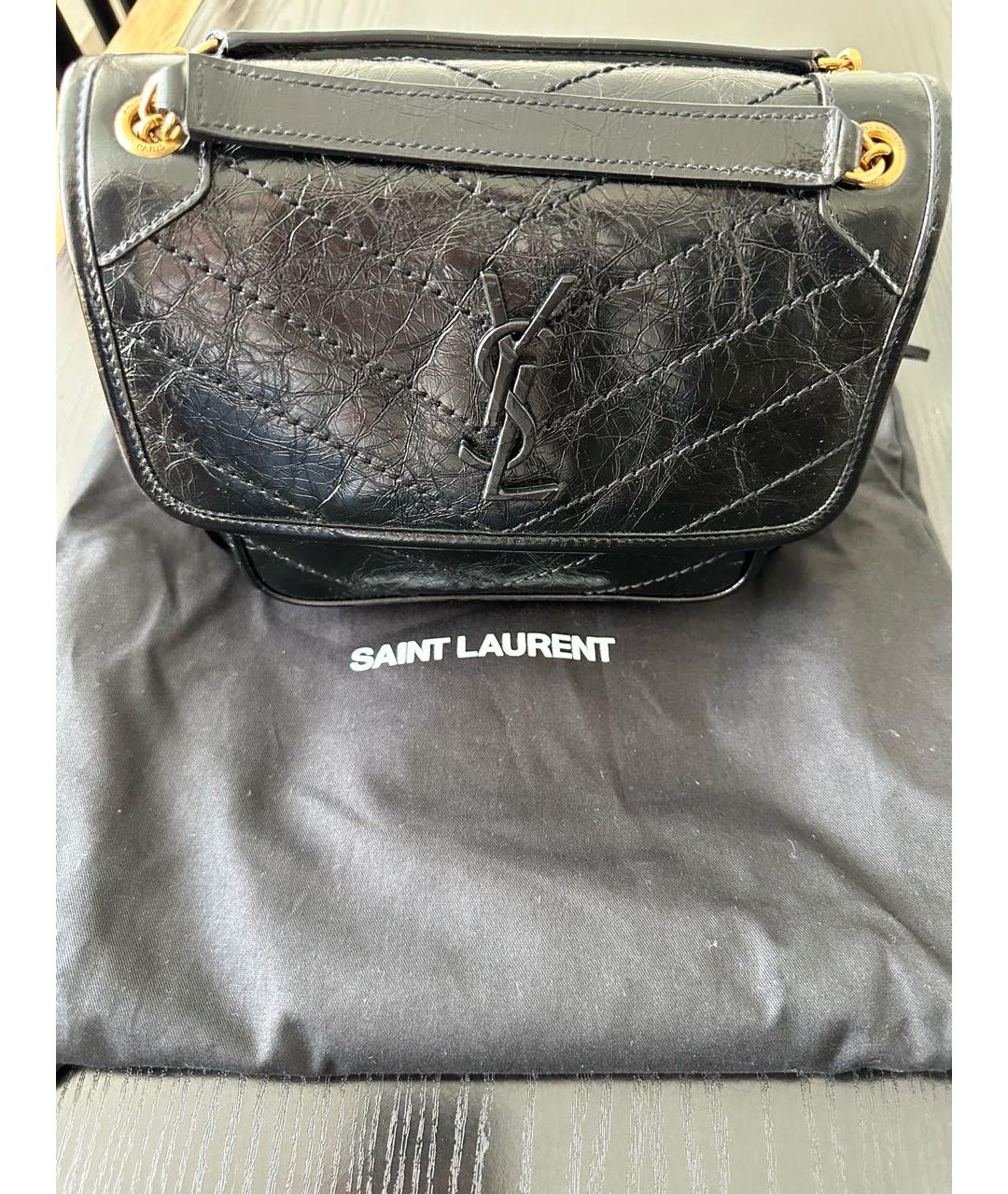 SAINT LAURENT Черная кожаная сумка через плечо, фото 2