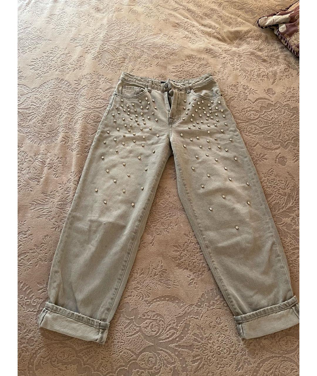 PINKO Серые хлопко-полиэстеровые прямые джинсы, фото 9