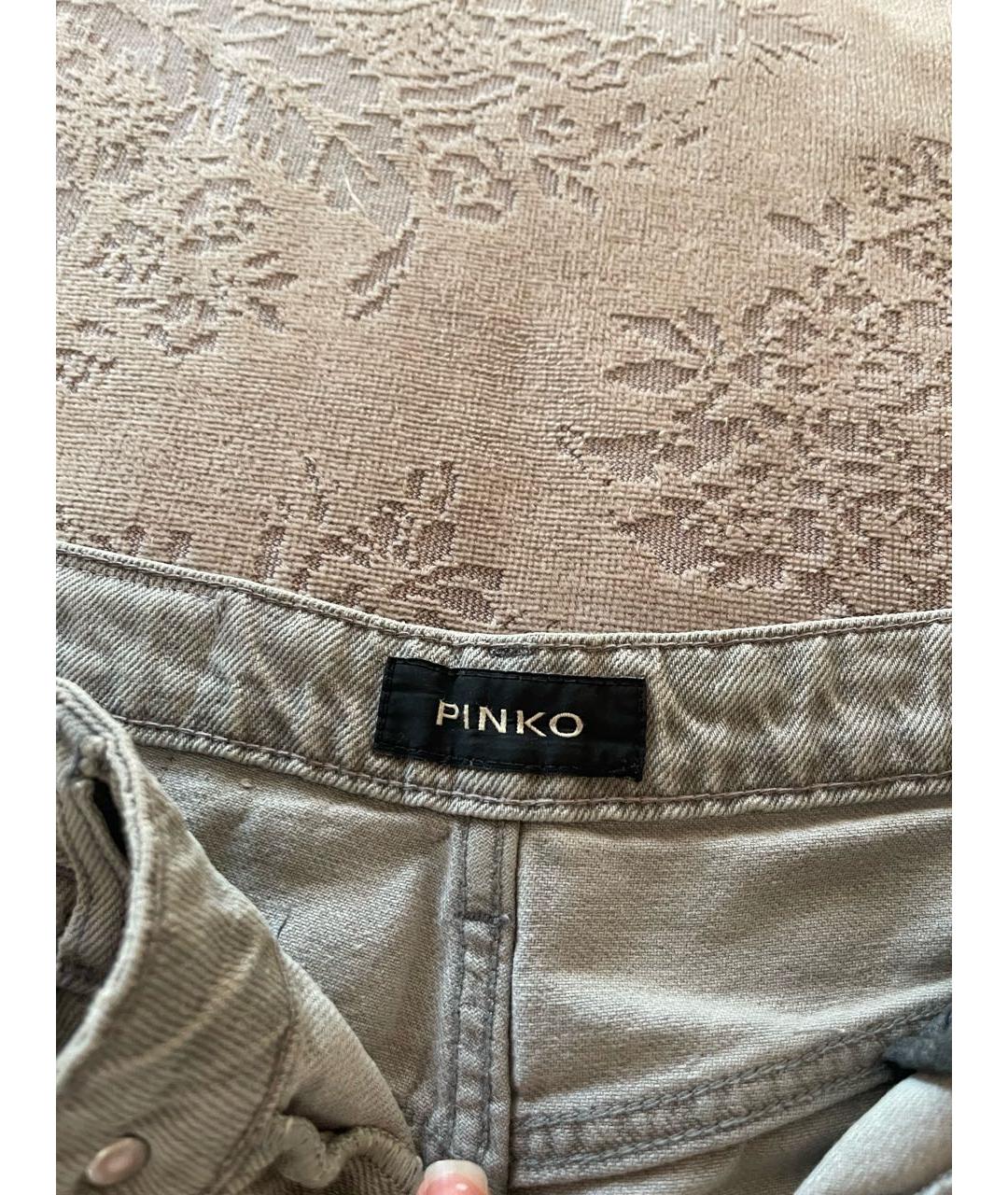 PINKO Серые хлопко-полиэстеровые прямые джинсы, фото 3