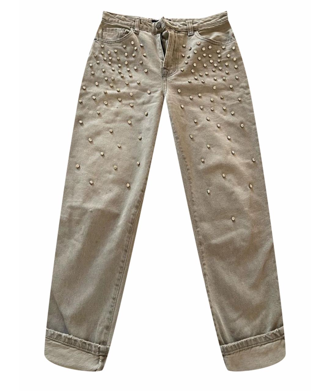 PINKO Серые хлопко-полиэстеровые прямые джинсы, фото 1