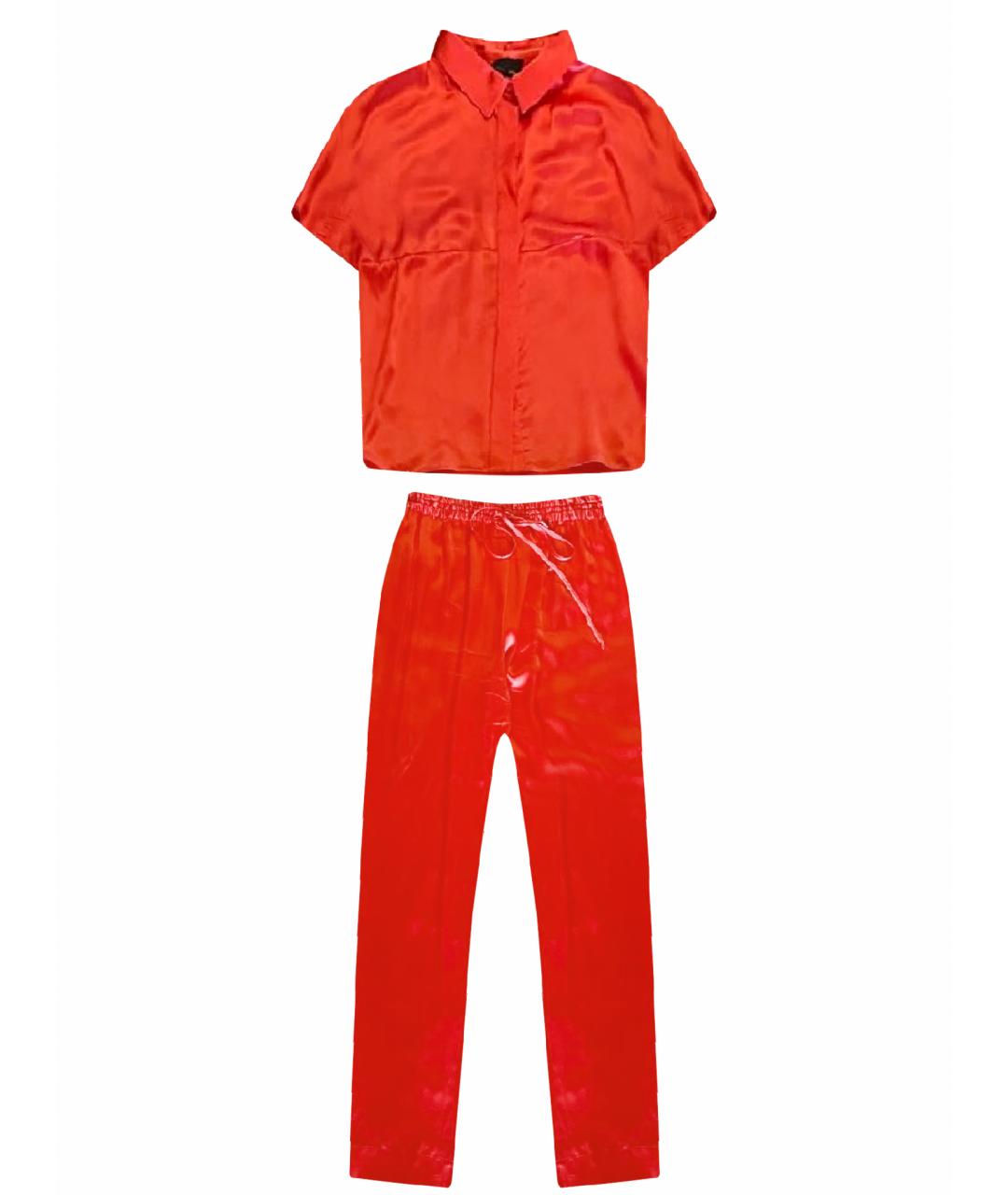 FENDI Коралловый шелковый костюм с брюками, фото 1