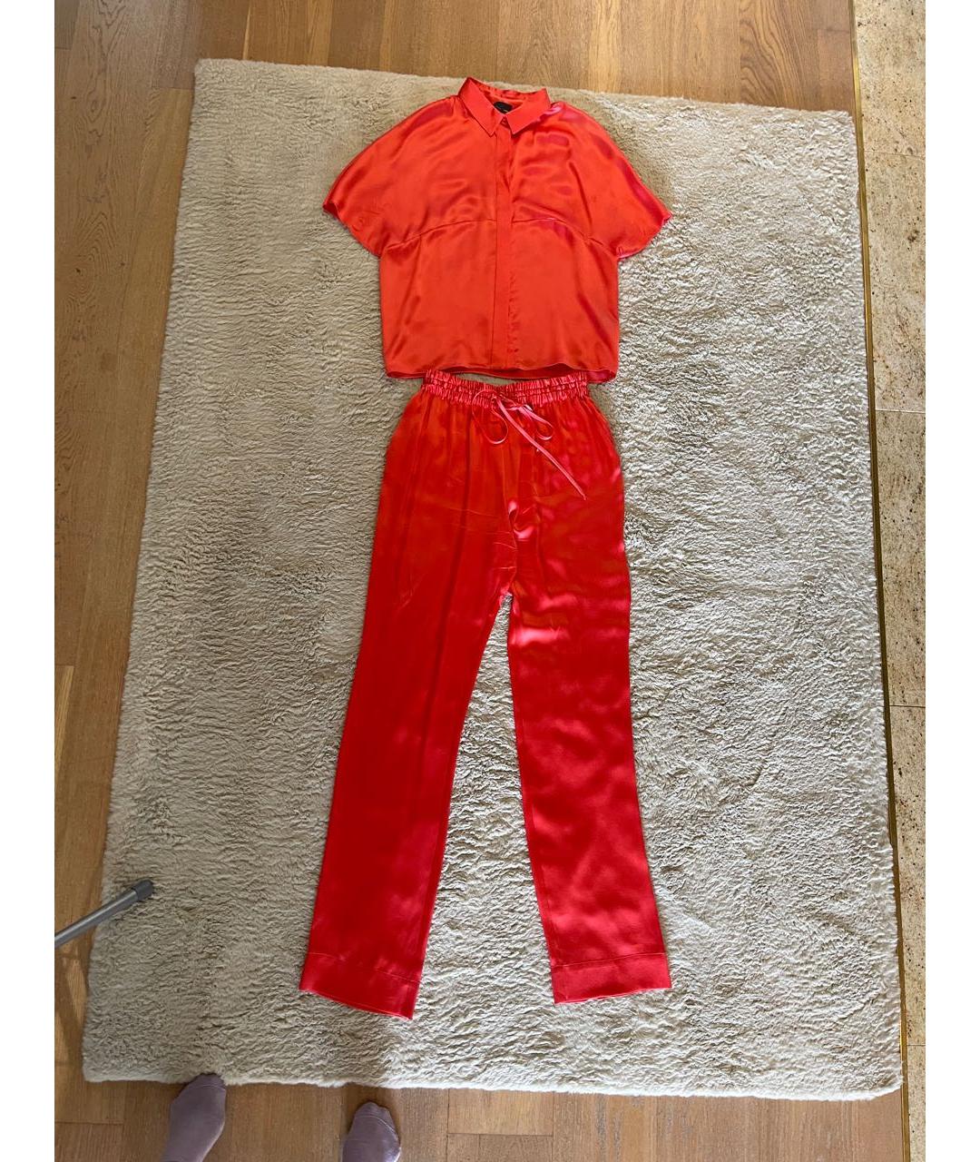 FENDI Коралловый шелковый костюм с брюками, фото 8