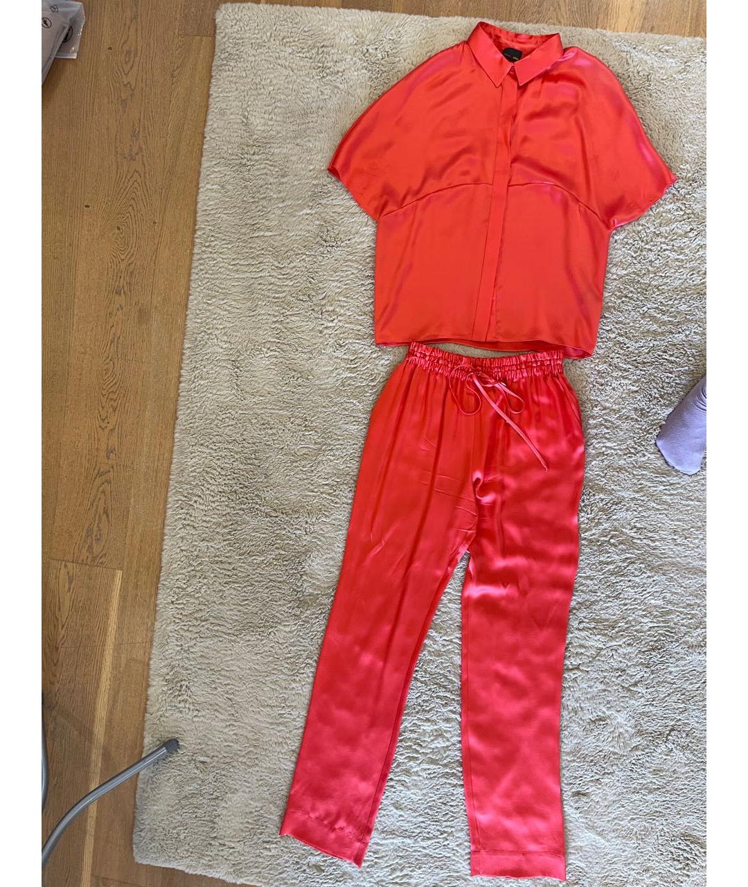 FENDI Коралловый шелковый костюм с брюками, фото 2