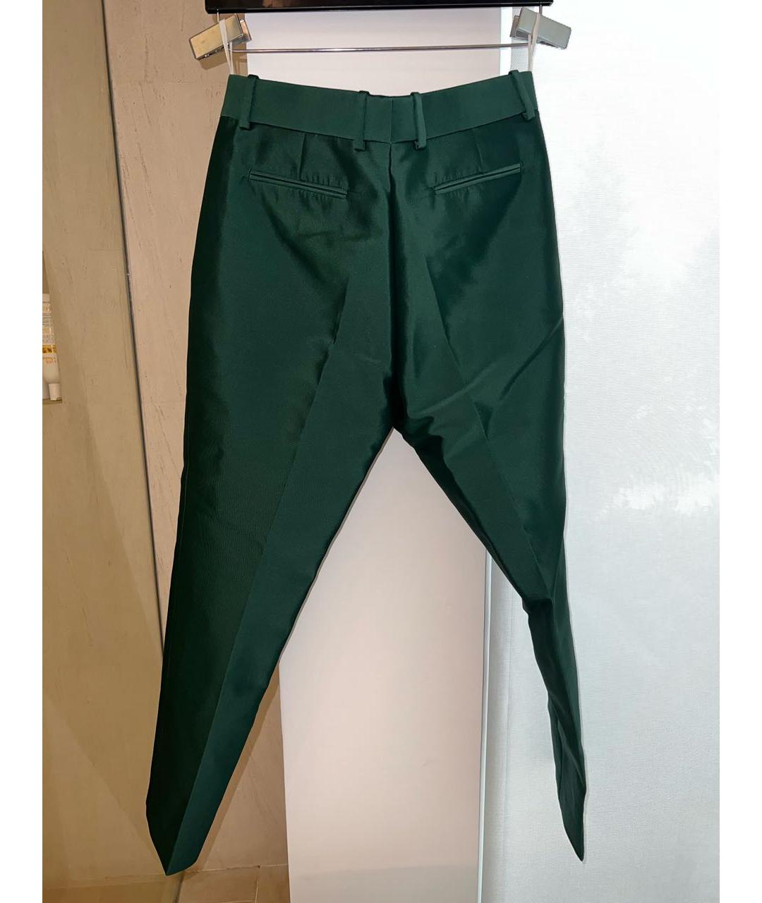 CELINE PRE-OWNED Зеленые креповые брюки узкие, фото 3