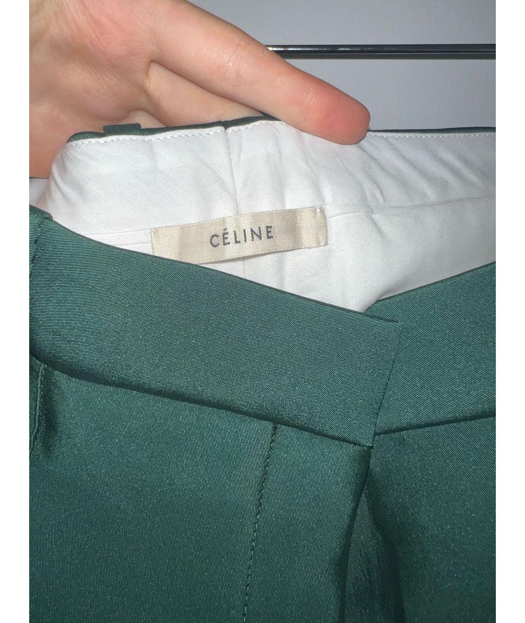 CELINE PRE-OWNED Зеленые креповые брюки узкие, фото 7