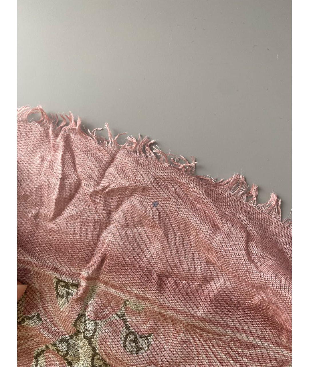 GUCCI Розовый шелковый платок, фото 6
