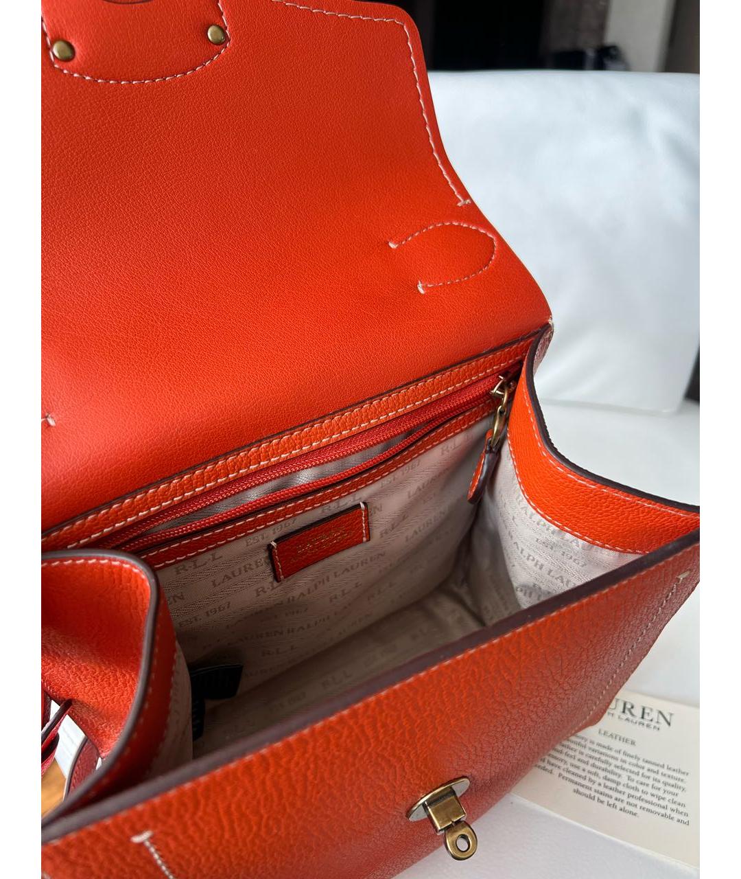 RALPH LAUREN Оранжевая кожаная сумка через плечо, фото 4