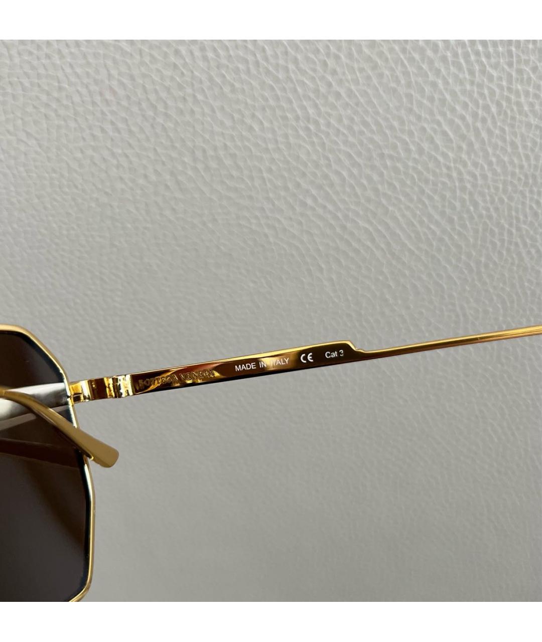 BOTTEGA VENETA Золотые металлические солнцезащитные очки, фото 7