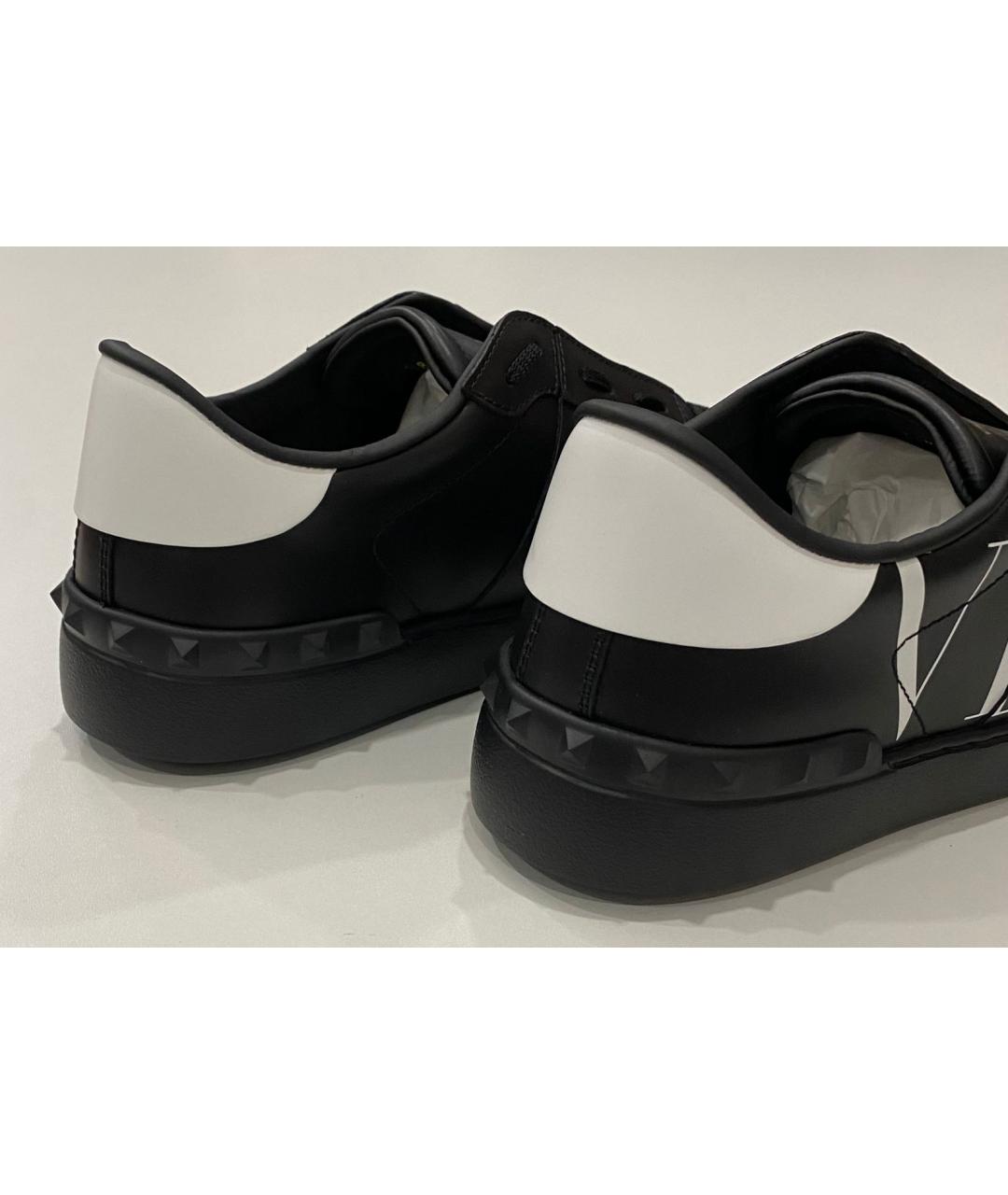 VALENTINO Черные кожаные низкие кроссовки / кеды, фото 3