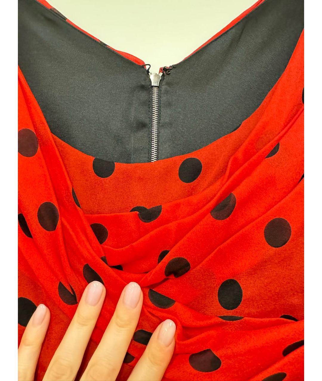 DOLCE&GABBANA Красное шелковое коктейльное платье, фото 2