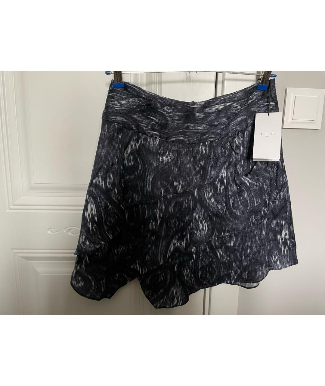 IRO Антрацитовая шелковая юбка мини, фото 3