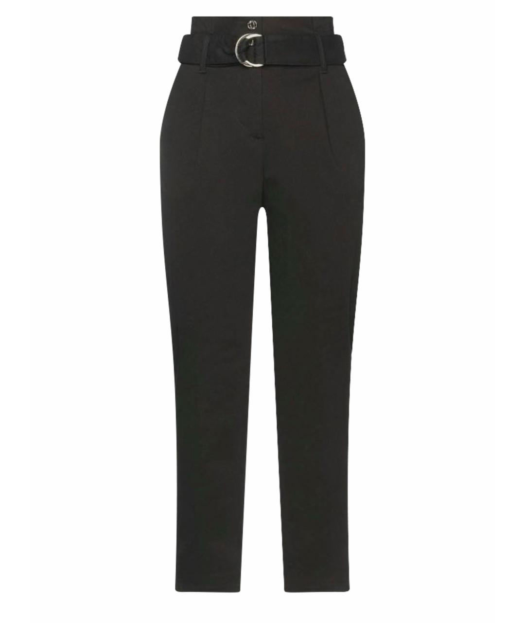 LIU JO Черные хлопковые прямые брюки, фото 1