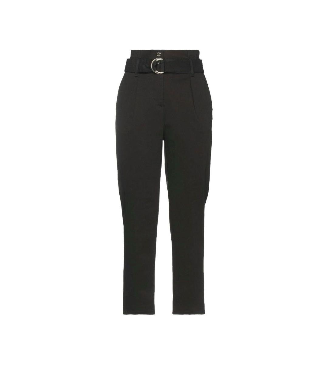 LIU JO Черные хлопковые прямые брюки, фото 5