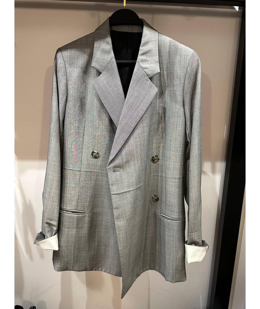 HELMUT LANG Серый хлопковый жакет/пиджак, фото 3