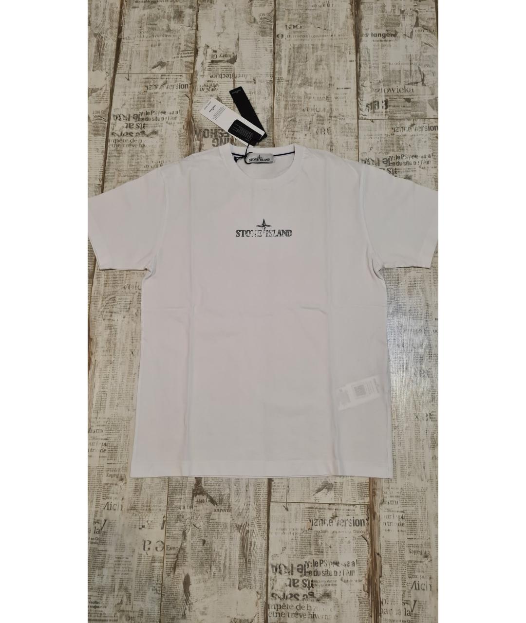 STONE ISLAND Белая хлопковая футболка, фото 9