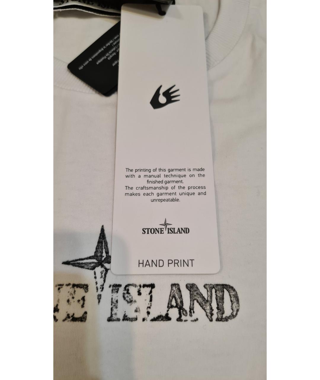 STONE ISLAND Белая хлопковая футболка, фото 6