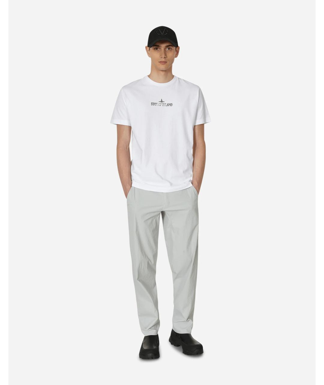 STONE ISLAND Белая хлопковая футболка, фото 3