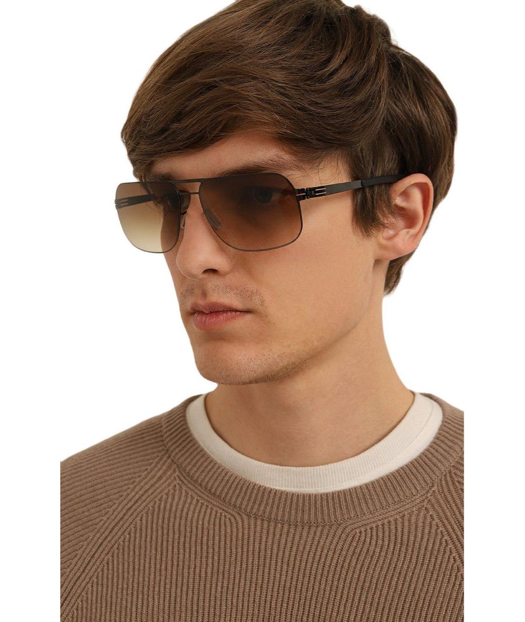ICBERLIN Коричневые металлические солнцезащитные очки, фото 8