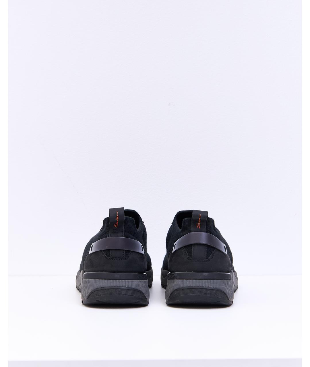 SANTONI Черные текстильные низкие кроссовки / кеды, фото 3