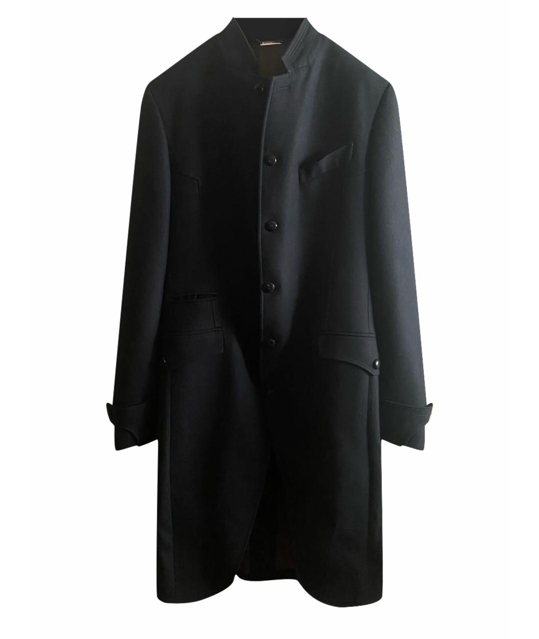 ROBERTO CAVALLI Темно-синее шерстяное пальто, фото 1