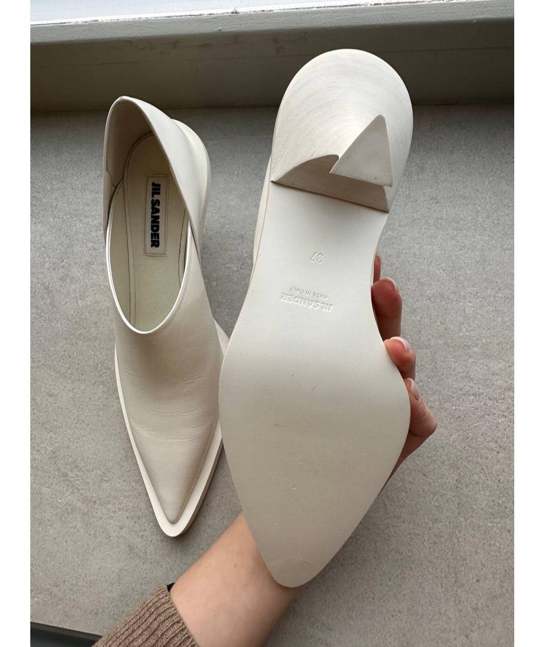 JIL SANDER Белые кожаные туфли, фото 3