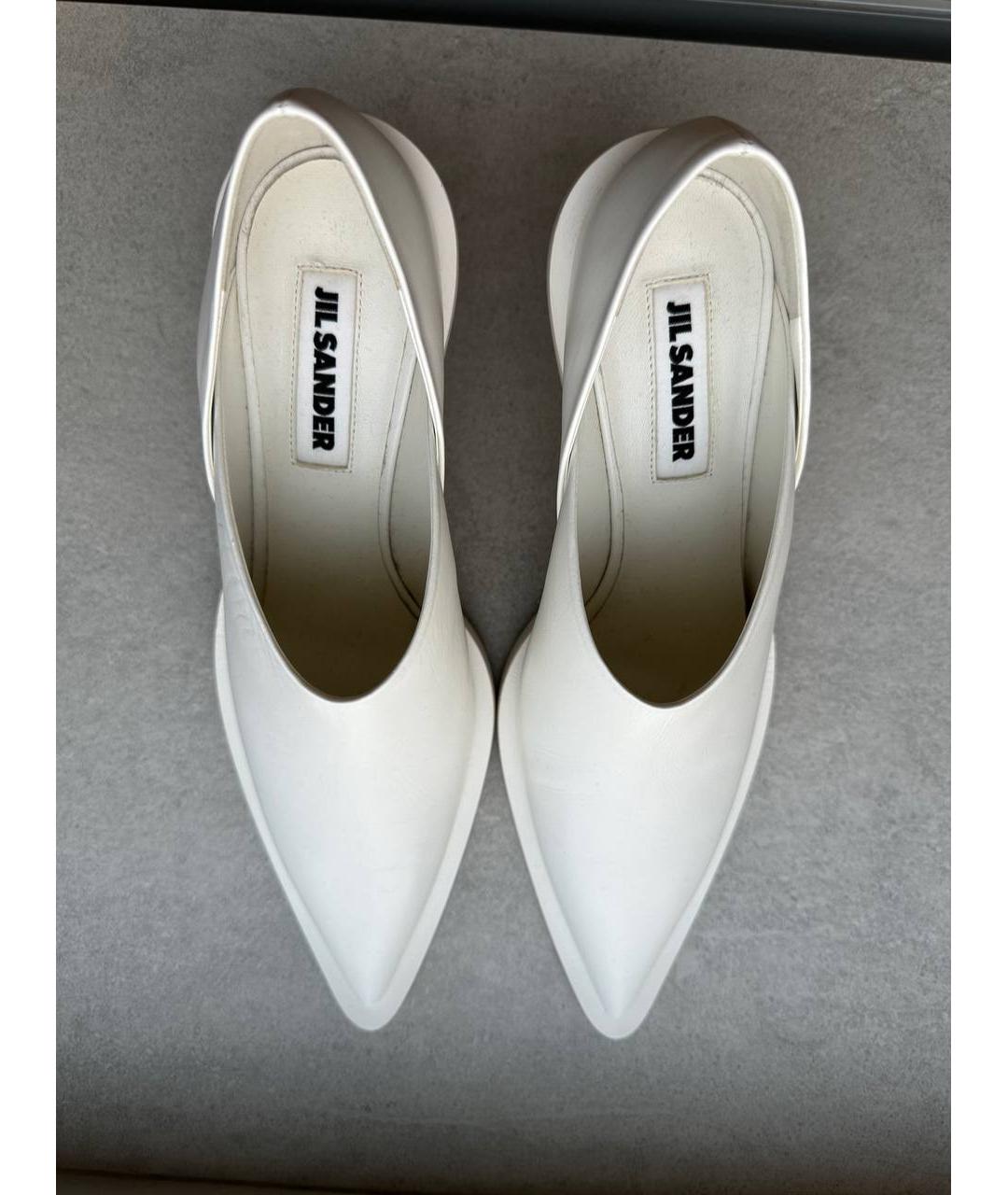 JIL SANDER Белые кожаные туфли, фото 5